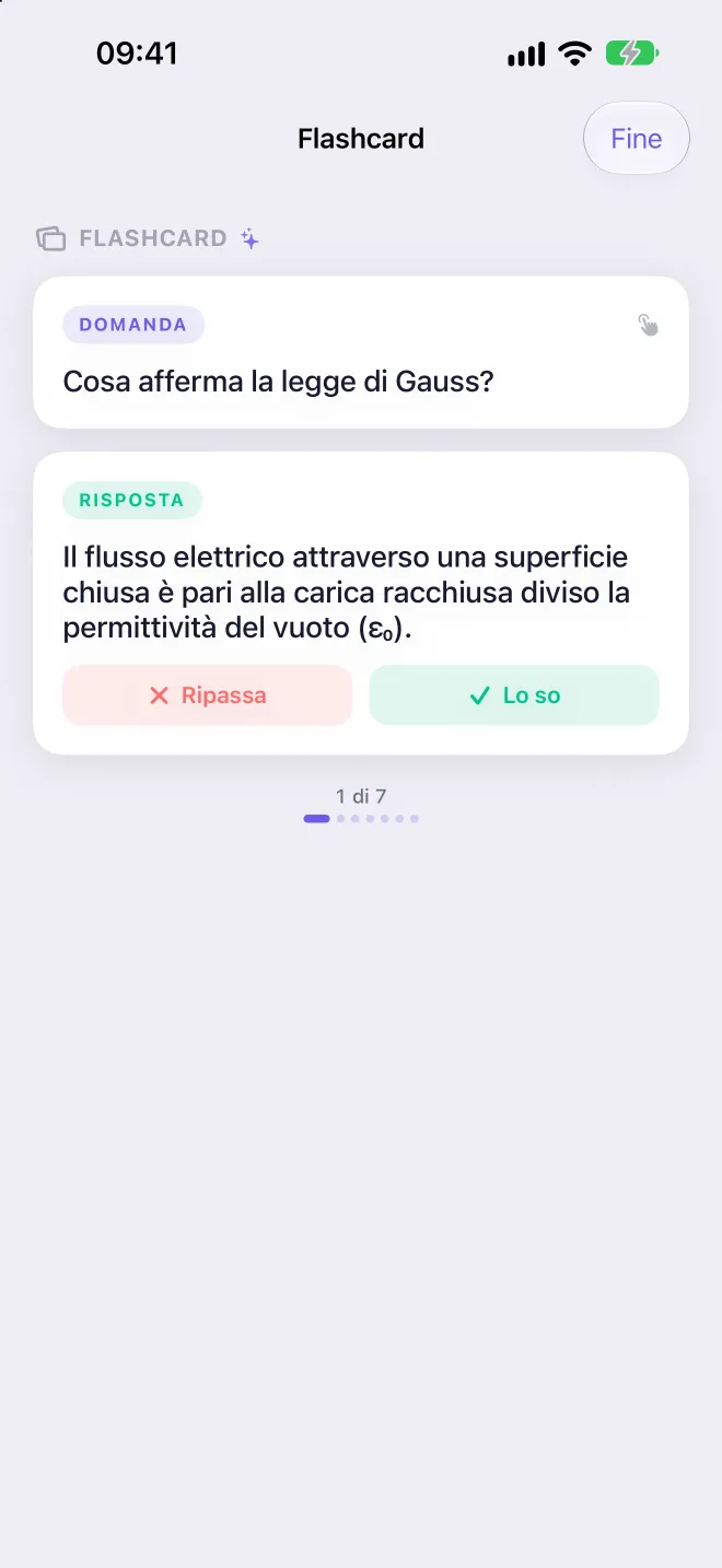 Flashcard con domanda e risposta