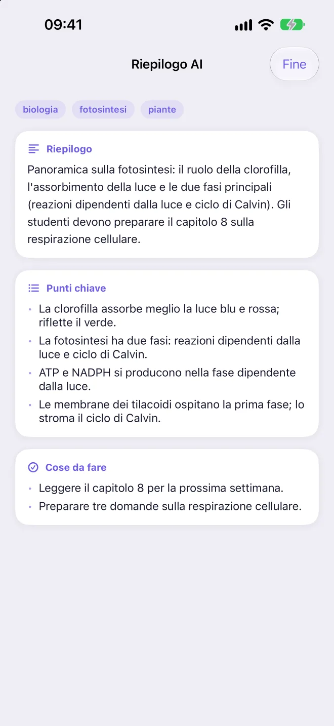 Riassunto e punti chiave